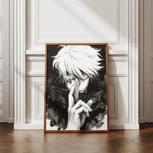 Gojo Satoru Poster – Jujutsu Kaisen Wall Art, Anime Black White Print, Domain Expansion Scene NO FRAMED