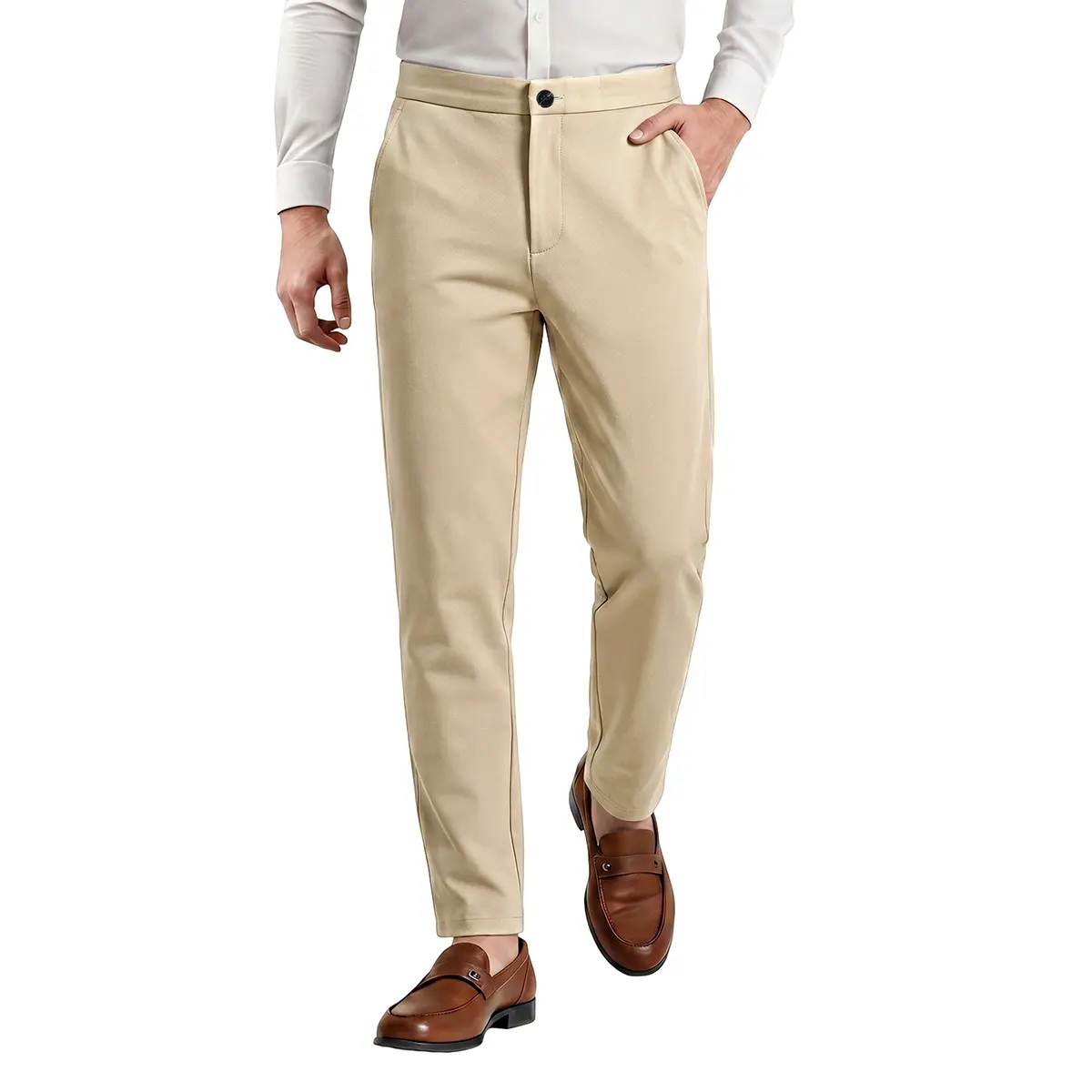 GINGTTO Men's Slim Fit Chino Pants - Menswear, Stylish Fashion Outfits, Tapered Leg, Stretch Flat Front, Plain Business Casual Ankle Trousers with Pockets