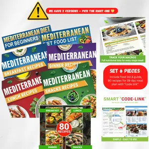 Mediterranean Diet Food Guide Set – Your Ultimate Meal Plan with Easy Recipes, Healthy Ingredients & Foods to Limit