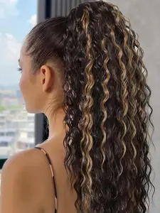 Belle Show 24 Inch Drawstring Ponytail Extension, Long Curly Wavy Synthetic Hair for Women, Easy-To-Use Pony Tails for Styling