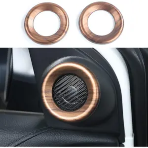 2 PCS for CRV Speaker Rings Peach Wood Grain Front Door Horn Loudspeaker Decorations Circle Trims for Honda CR-V 2017 2018 2019 2020 2021 2022