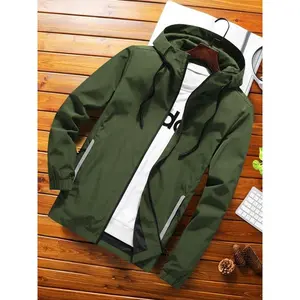Men's Regular Fit Solid Color Windbreaker Jacket, Casual Comfy Breathable Long Sleeve Zip Up Outerwear for Daily Wear, Men's Clothes for All Seasons, Coats