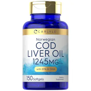 Carlyle Norwegian Cod Liver Oil | with EPA & DHA | 1245mg | 150 Softgels | Liquid Capsules | Non-GMO & Gluten Free Supplement