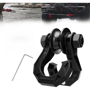 D Ring Split Shackle with Snatch Block, 3/4" Split Shackles w/Snatch Block Pulley, Heavy Duty Shackle for Towing Winch, Pulley for Off-Road Vehicle Recovery, Truck, ATV, UTV, BlackBlack