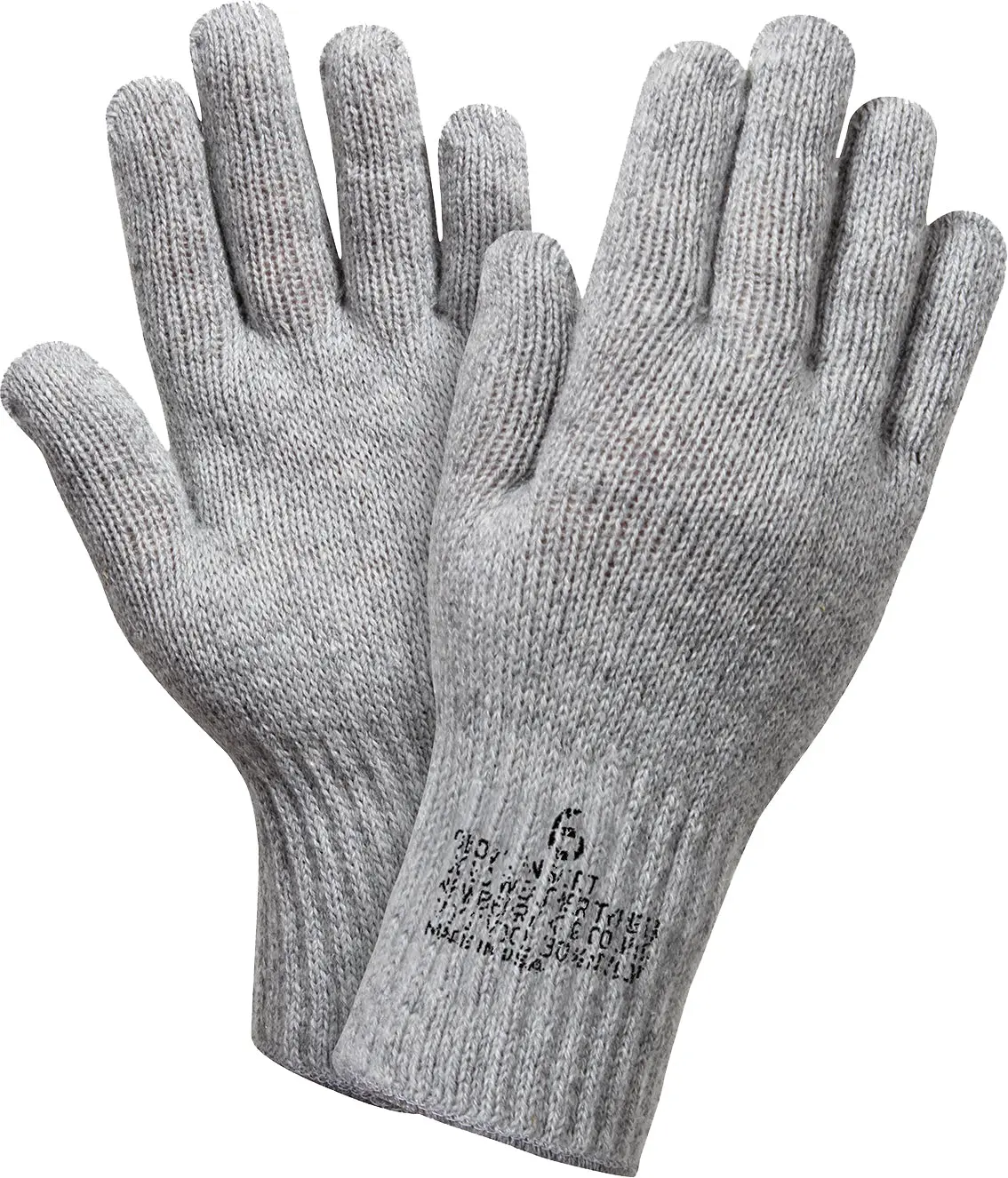 USA-Made Grey Genuine GI Wool Blend Glove Liners, Breathable Warmth Wool-Nylon Work Safety Glove Inserts