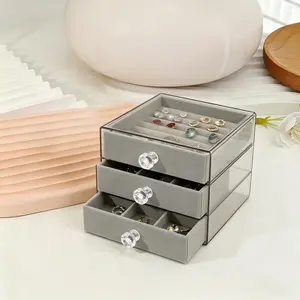 Portable Travel Jewelry Box for Women, Compact Drawer Jewelry Organizer with Necklace Ring Earring Storage, Multi-Compartment Jewelry Case for Vacation, Weekend Trips, Carry-On Travel Essentials and Gift for Her, multi-layer design