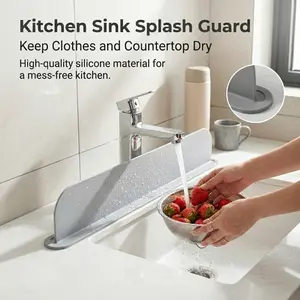 Kitchen Sink Splash Guard, Silicone Water Barrier to Keep Countertops and Clothes Dry, Mess-Free Kitchen Protector for Washing Dishes and Produce