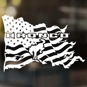 Thrilling Signs Bronco Distressed Waving Flag Decal Add a Patriotic Touch to Your Ford Bronco