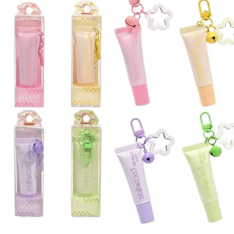 Lucky Hydration Lip Balm 8 Shades with Star Charms Colorful Keychain Packaging Moisturizing Tinted Hydrate for Everyday Use