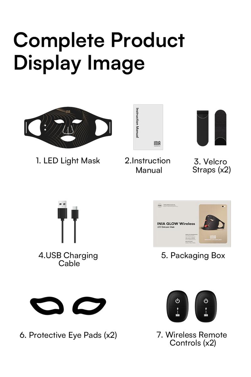 INIA GLOW Wireless LED Face Mask, 2-Year Warranty, Portable and Rechargeable for LED Facial Mask Skincare at Home and Travel, The Ultimate Gift Choice for this Season INIA GLOW Wireless LED Face Mask, 2-Year Warranty, Portable and Rechargeable for LED Facial Mask Skincare at Home and Travel, The Ultimate Gift Choice for this Season