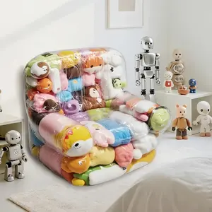 Creative Christmas DIY Sofa Storage Seat, Transparent Large Capacity Organizer with Dual Zippers, Stuffed Animal Storage