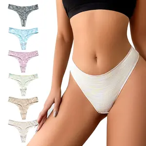 6pc sexy sports thong women's underwear, sexy and pure desire ribbed low-rise panties for women Breathable Camouflage Polyester Bridal