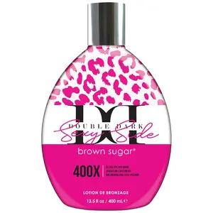 Brown Sugar Double Dark Sexy Side Tanning Lotion, 400X Wildbronzer with Jamaican Black Castor Oil, Double Carrot Oil, Hyaluronic Acid & Peptides, 13.5 Fl Oz