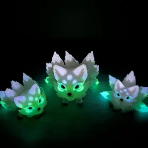 Kitsune Puff (versions: solid, flexi, and straw buddy) 3D printed (glow in the dark)