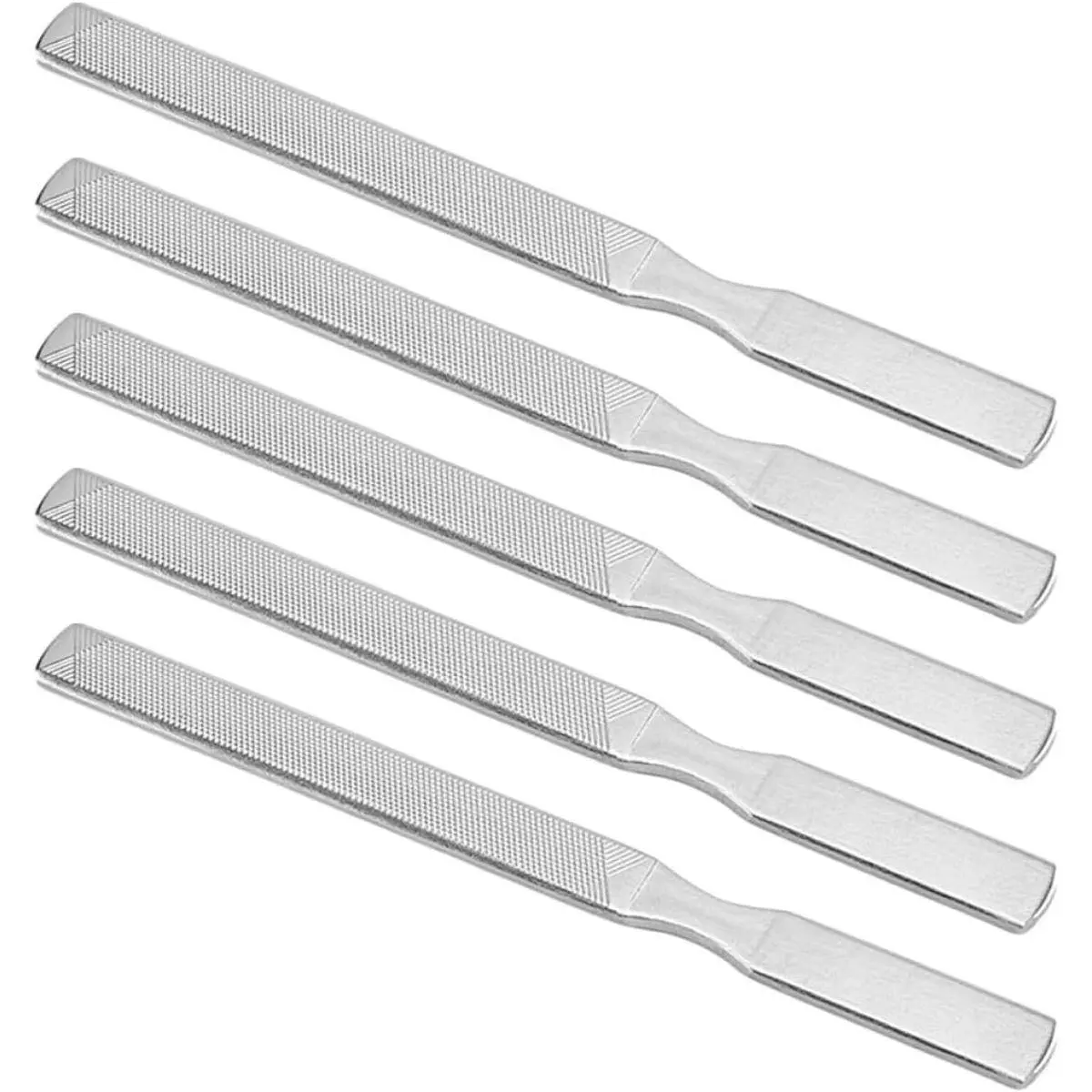 5Pcs Stainless Steel Fingernail Files and Buffers Double-Sided Nail Shaper Manicure Tools for Men Women Home Salon Travel Use