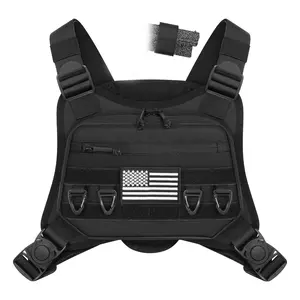 Chest Bag with Quick Release System Molle Chest Bag Breathable and Adjustable Large Capacity Chest Pack Black