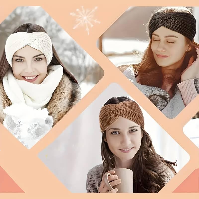 [Christmas Gift]Triple Knot Warmth Ribbed Knit Headband Set-3pcs (color-1, Standard)