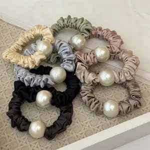AAA,Women's Elegant Satin Faux Pearl Headband Set, 1 bag (8 pieces in assorted colors) women's elastic solid color headbands, hair accessories