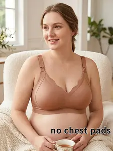 Plus Size Women's Nursing Bra, Seamless Comfort Adjustable Straps, No Sponge Padding, Suitable for Pregnancy Postpartum Wear, Pregnancy Maternity Bra
