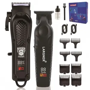 Professional Electric Hair Clipper Trimmer Cordless Barber Clipper Set, USB Rechargeable Shaver Grooming Kit for Men & Women, Home Use Self-Cut Tool