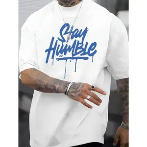 Stay Humble Cotton Tee1 pc Men's Casual Novelty "Stay Humble" T-shirt - 100% Cotton  Lettering Print Short Sleeved Summer Top
