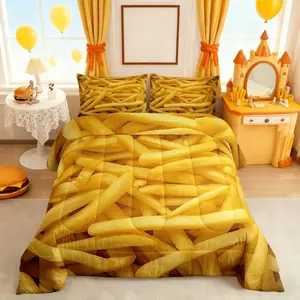 French Fries Comforter Boys Kids Girls Fast Food Comforter Set,Home Decor Soft Creative Funny Bedding Set