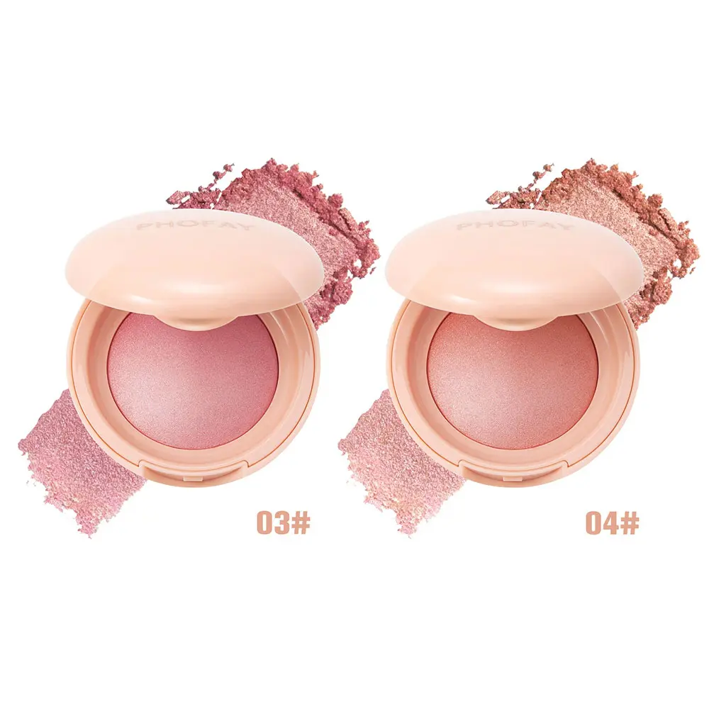 PHOFAY Compact Blush Powder, Soft Pinch Pearlescent Fine Shimmer Blush, Natural Daily Makeup Blush, Multi-functional Face Cosmetic for Contour Cheek Lip Eye
