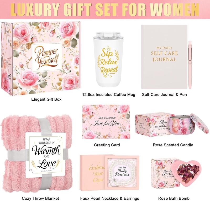 Self Care Gifts for Women Get Well Soon Gift Baskets,Valentine's Day Gifts for Women Spa Care Package Gift Box, Relaxing Thinking of You Gift for Mom Her Sister Best Friend Girlfriend