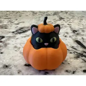 Black Cat in a Pumpkin Fidget Clicker Toy