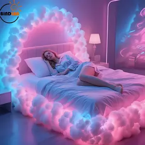 Smart Bed Frame Cloud Light Sync Music, Color Changing LED Lamp, USB Powered, Room Decoration, Modern Bedroom Lighting, Fashion Bed Accessories