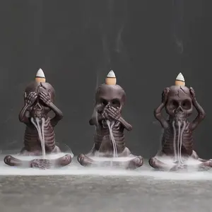 Skeleton Design Backflow Incense Burner, 3 Counts/set Creative Aromatherapy Ornament without Incense, Desktop Decoration for Living Room Bedroom Office