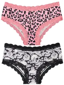 Morvia Women's Seamless Underwear Set, Sexy All-Over Halloween Pattern, Breathable Daily Wear, Fitted Thin Fabric, Suitable for All Seasons