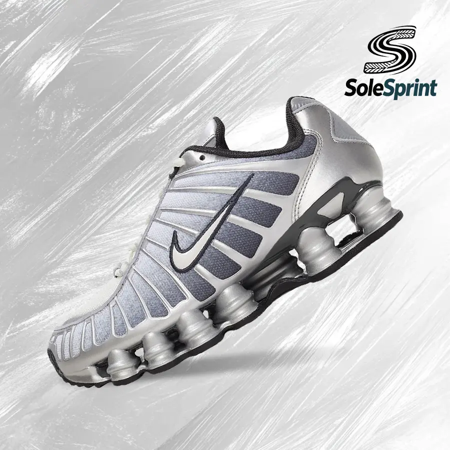 Nike Shox TL Metallic Silver Men's Lifestyle Sneakers - Athletic Running Trainers, Cushioned Running Shoes, Fitness Footwear, Sporty Shoes, Shock-Absorbing, Low-Bulk, Vintage Spring-Summer, Back-to-School, IH4466-095