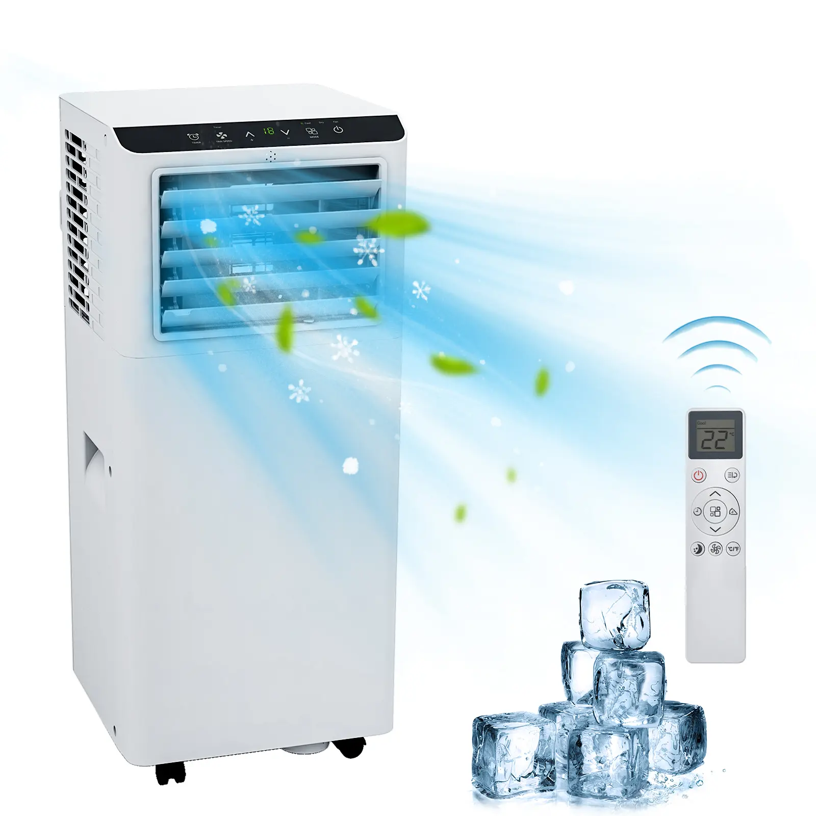 8,000 BTU Portable Air Conditioner - 4-In-1 Fast Cooling AC Unit with Remote Control, 24H Timer & Energy Saving Mode for Bedroom, Dorm & Small Rooms (White)