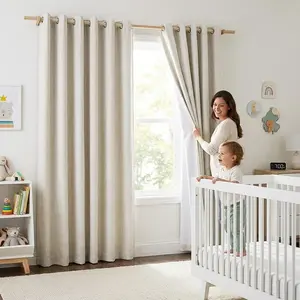 NICETOWN Natural 100% Blackout Linen Curtains Burg for Living Room, 2 Panels, Farmhouse Thick Completely Blackout Window Treatment Thermal Insulated Drapes