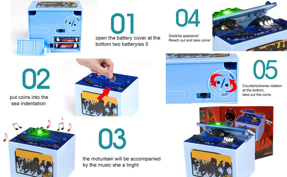 Creative Movie Dinosaur Piggy Bank Stealing Coin Musical Moving Monster Money Box Birthday Christmas Best Gifts for Boys