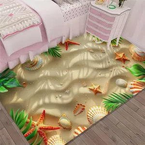 1pc Beach-Inspired Starfish Shell Rug, Indoor Floor Mat with Print Pattern, Ideal for Bedroom Corner Decor, Healing Scene Design