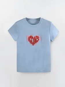 YCHIEF Crew Neck T-Shirt Short Sleeve Tee with Heart Design Comfortable for Everyday Wear