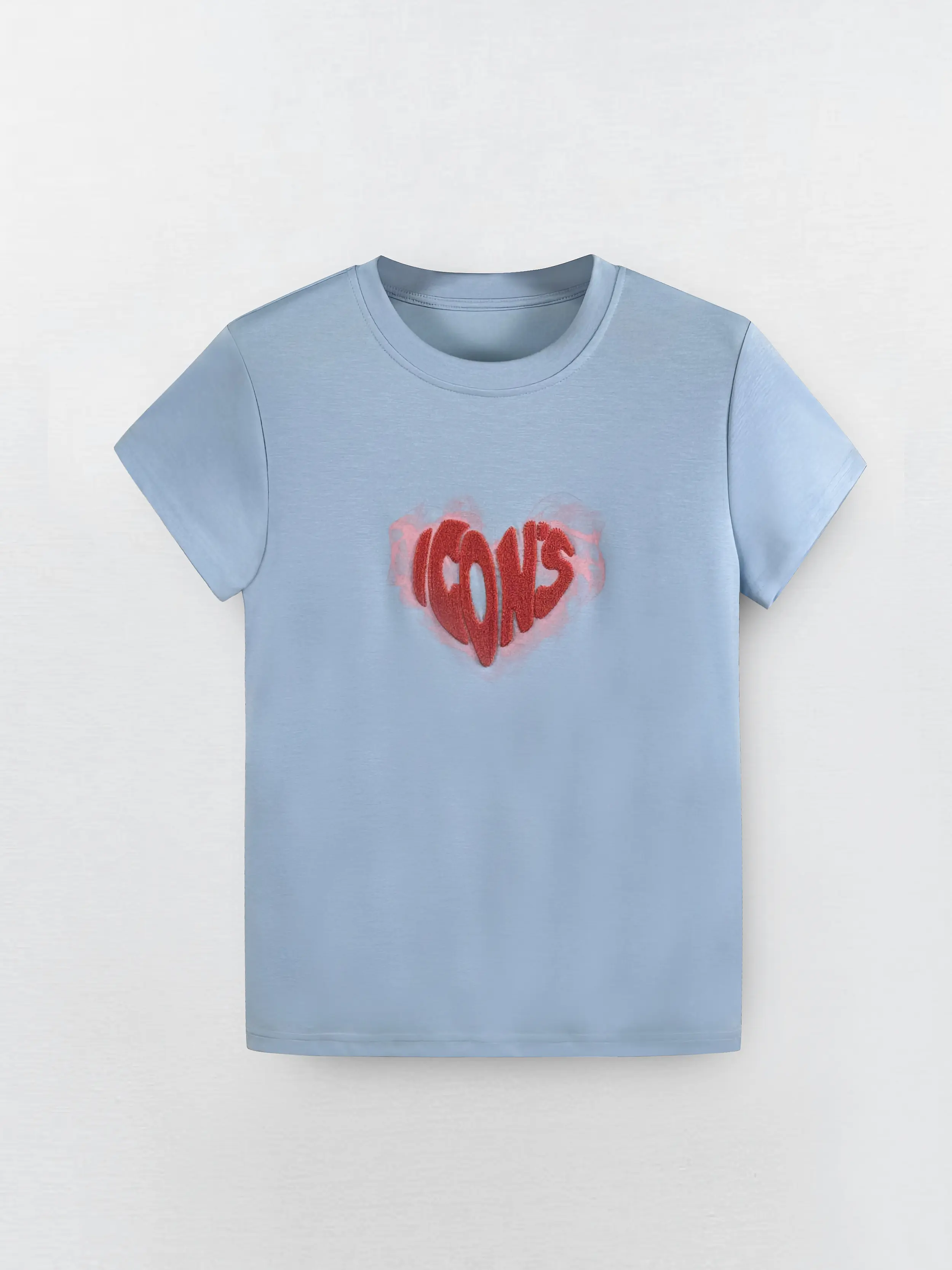 YCHIEF Crew Neck T-Shirt Short Sleeve Tee with Heart Design Comfortable for Everyday Wear