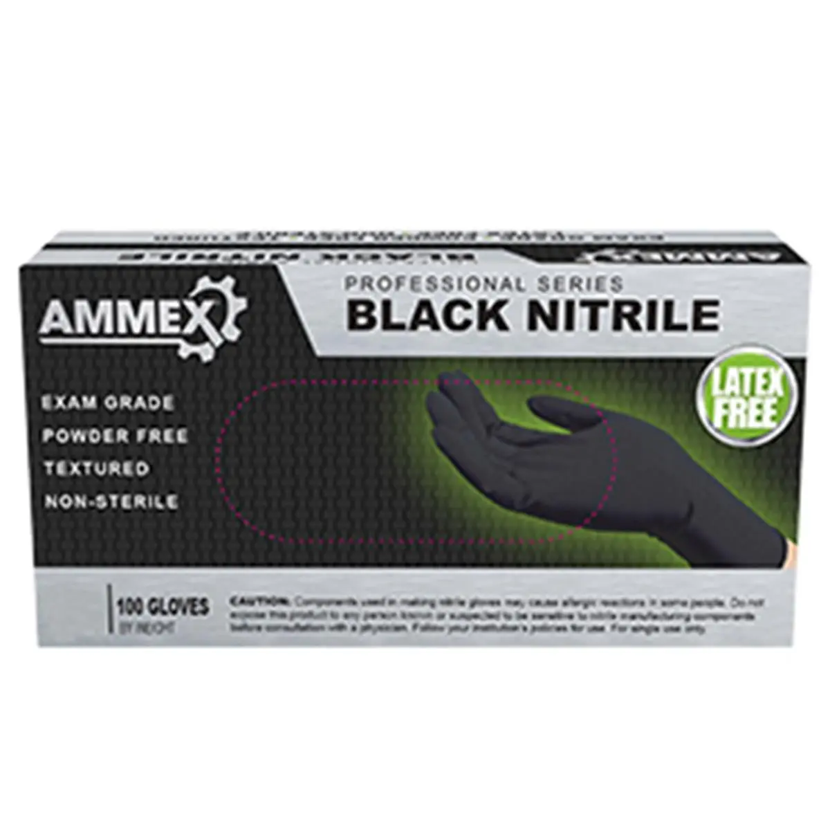 212 MAIN Exam Grade Disposable Powder-Free Nitrile Exam Gloves, Black, Medium Size, Textured Grip