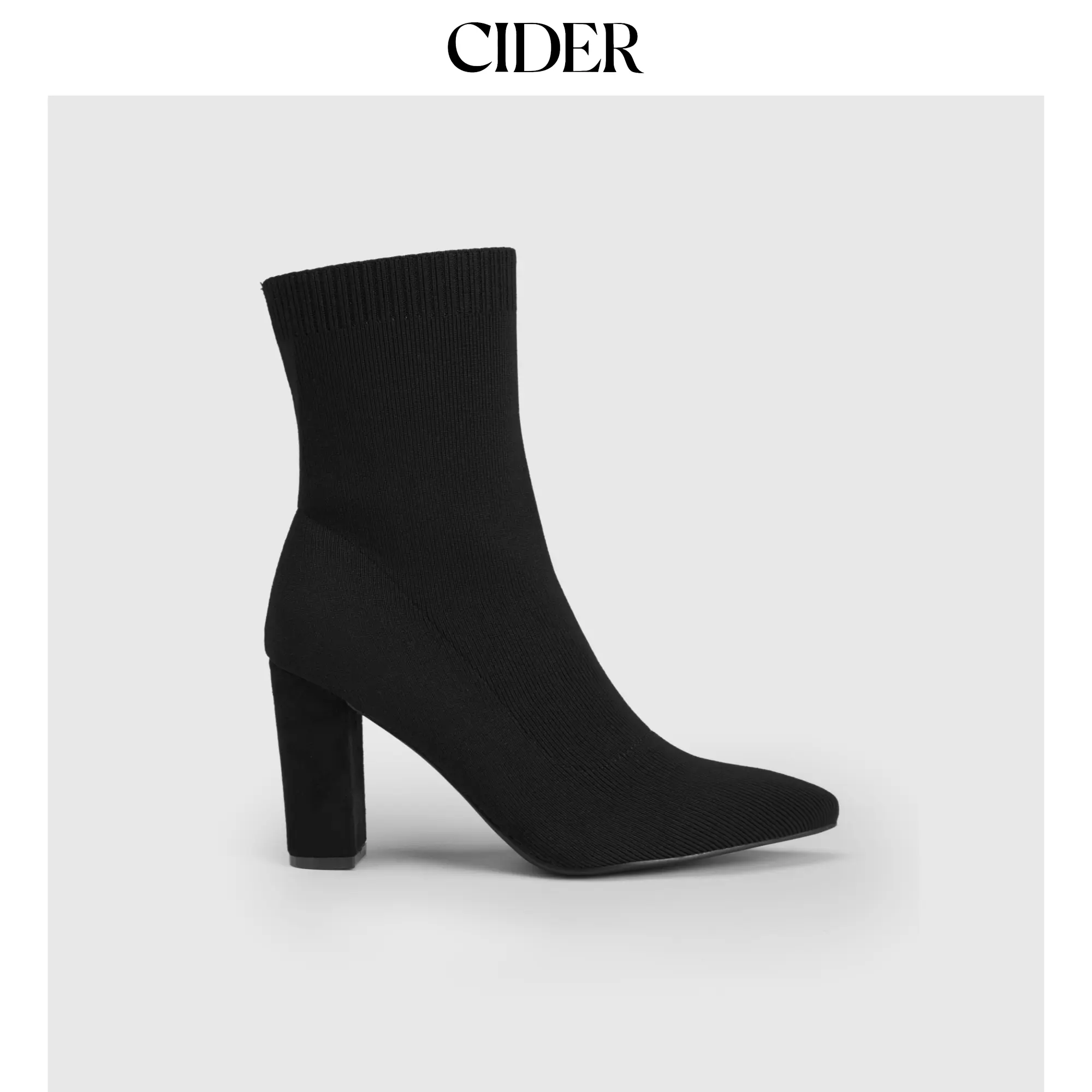 Cider [size 6-11] ELASTIC CHUNKY HEEL ANKLE BOOTS