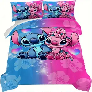 Disney Classic 3-Piece Bedding Set with Stitch Cartoon Design Includes 1 Duvet Cover and 2 Pillowcases, No Insert, Super Soft Comfort for Bedroom or Guest Room, Perfect Gift for Any Occasion, Available in Multiple Sizes, Ideal for All Seasons Home Decor