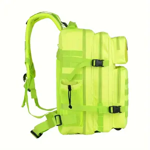 Men's and Women's Backpacks 45l Army 3 Days Assault Bag Large Canvas Backpack with MOLLE System Fluorescent Green