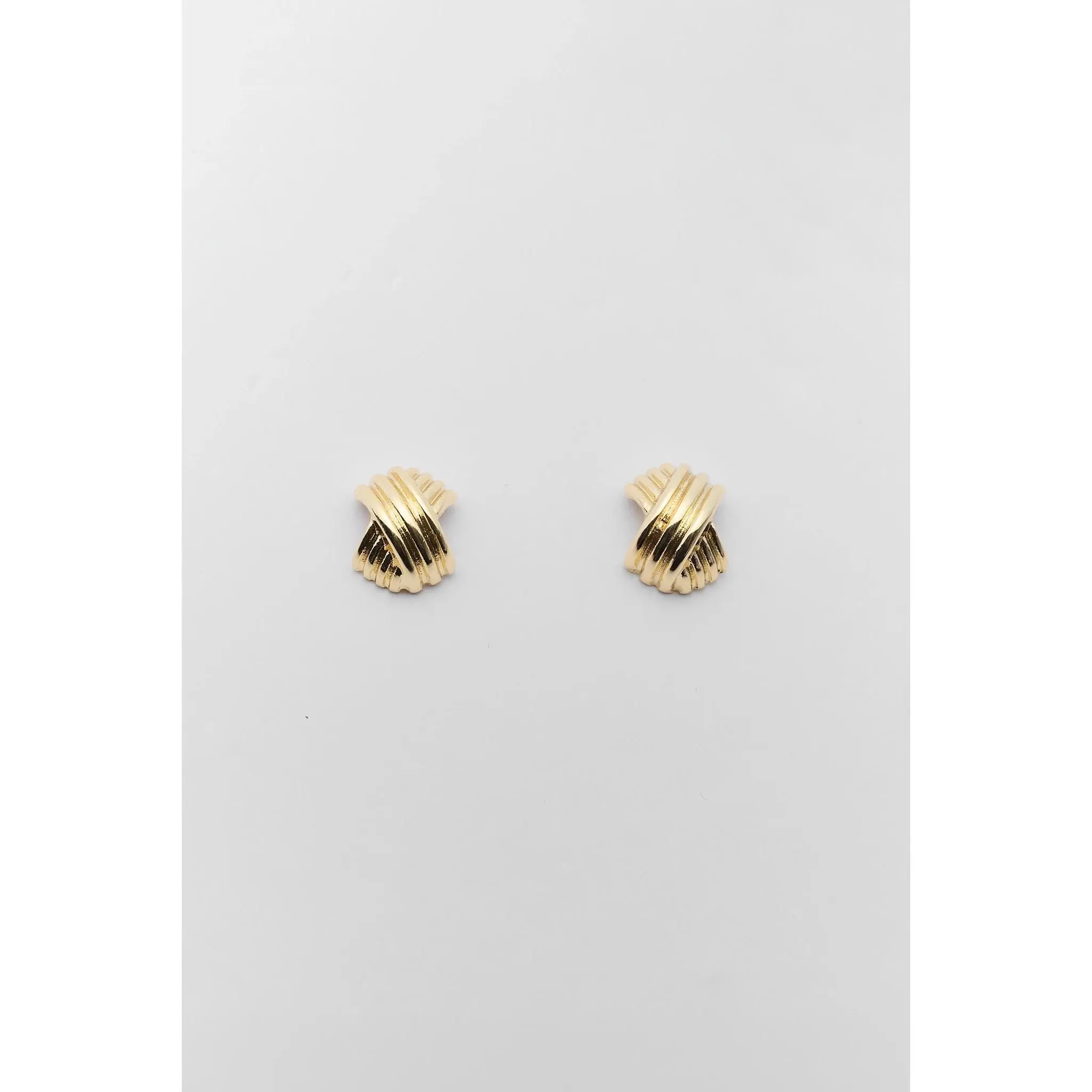 Gold Ridged Stud Earrings