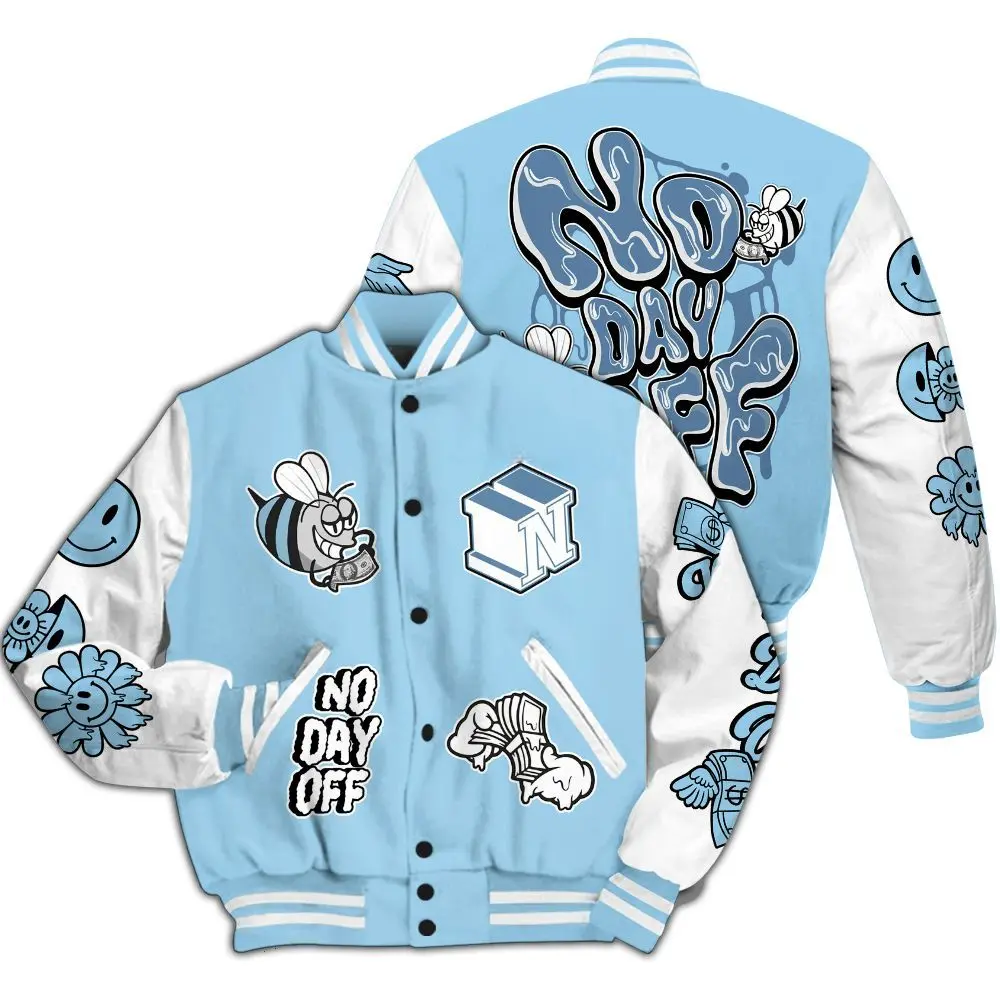 Varsity Jacket To Match Legend Blue 11s - No Day Off Graphic, Baseball Varsity Jacket, Lightweight Sport Jacket