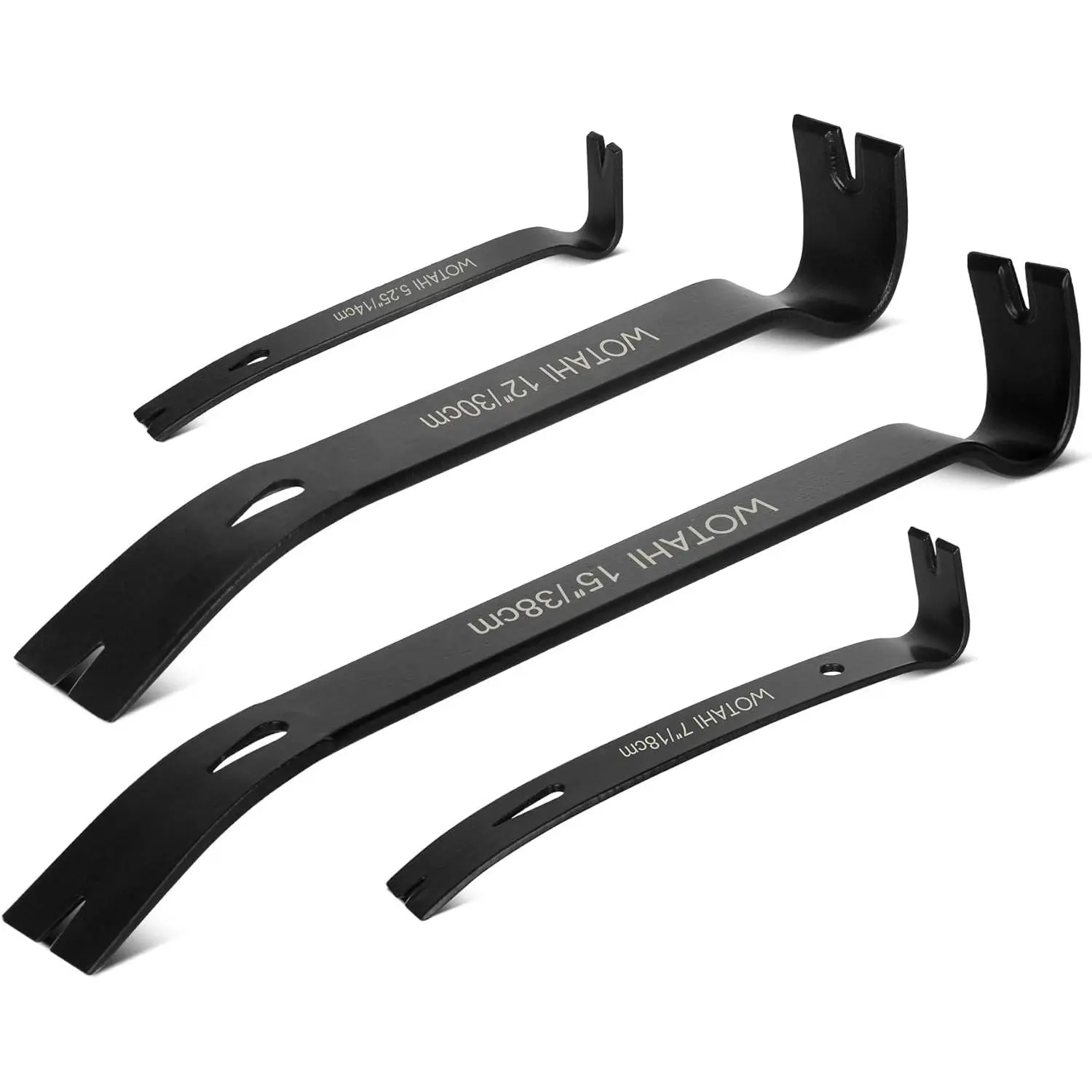 4-Piece Flat Pry Bar Set - 15",12",7",5.25" Heavy Duty Nail Puller, Utility Claw Bar, Wonder Bar, Crowbar, Mini Pry Bar, High Carbon Steel Forged Nail,baseboard and trim removal tool kit
