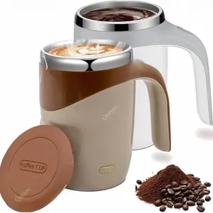 Quriov Magnetic Stirring Coffee CUP Home Office Travel Mixing Cup Suitable for Coffee Juicer Party Gift crystal mugs Drinkware Plastic Washable Stainless