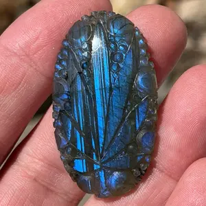 Hand Carved Midnight Blue Labradorite Statement Cabochon #93 | One of a Kind Gemstone Art