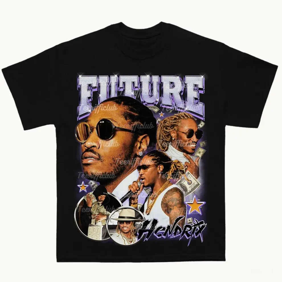 Personalized Oversized Future Hendrix Streetwear Tee - Men's Cotton Heavyweight Classic Fit Crew Neck Casual Short-Sleeve Graphic Sports Top, All-Season Wear, Great Gift for Friends
