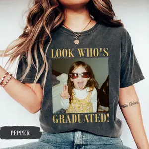 Personalized Vintage Photo Graduation t-Shirt, Looks Who Graduated Tee For Her, Graduation Picture Matching Tee for Besties
